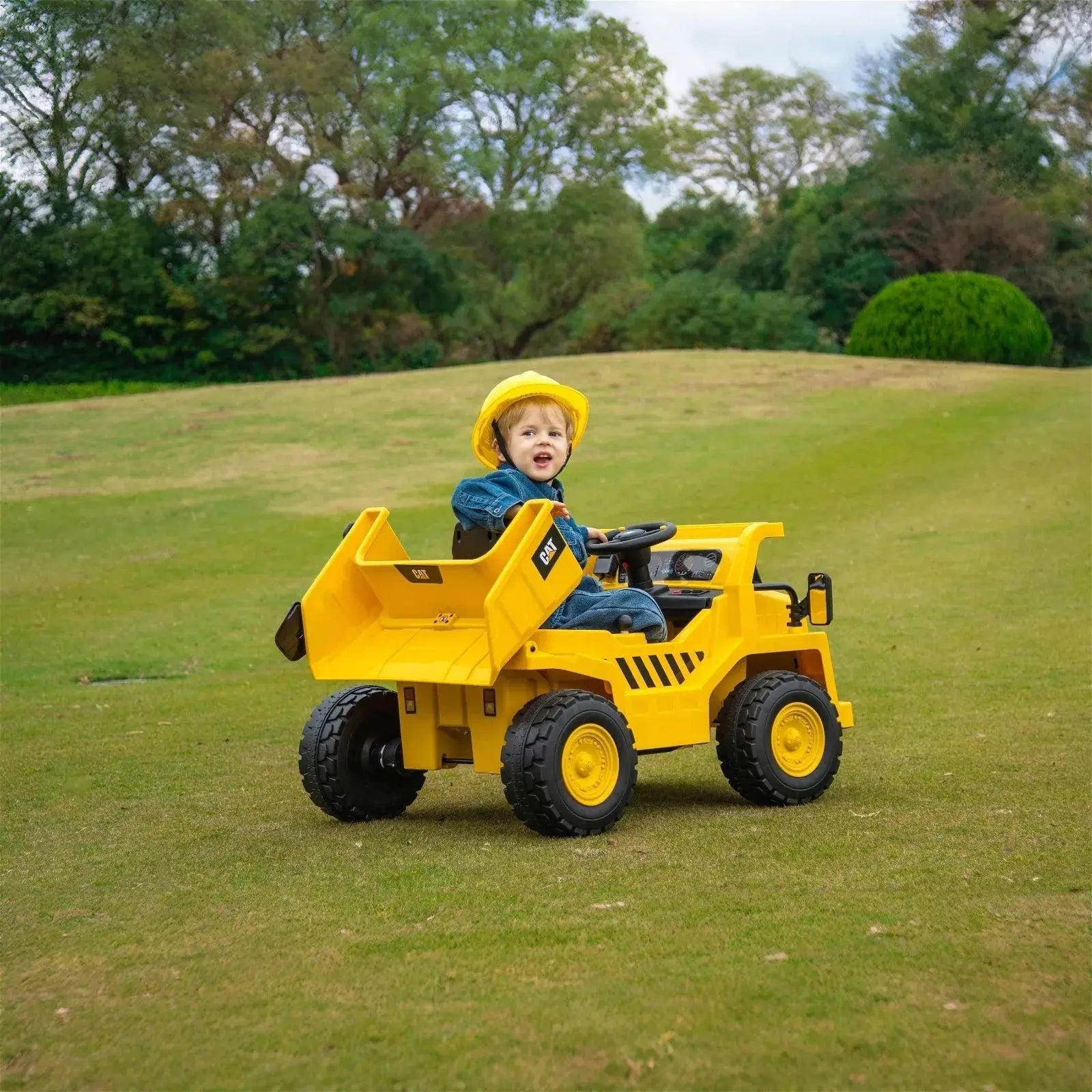 12V CAT Electric Dump Truck 1 Seater Ride-On  DTI Direct USA