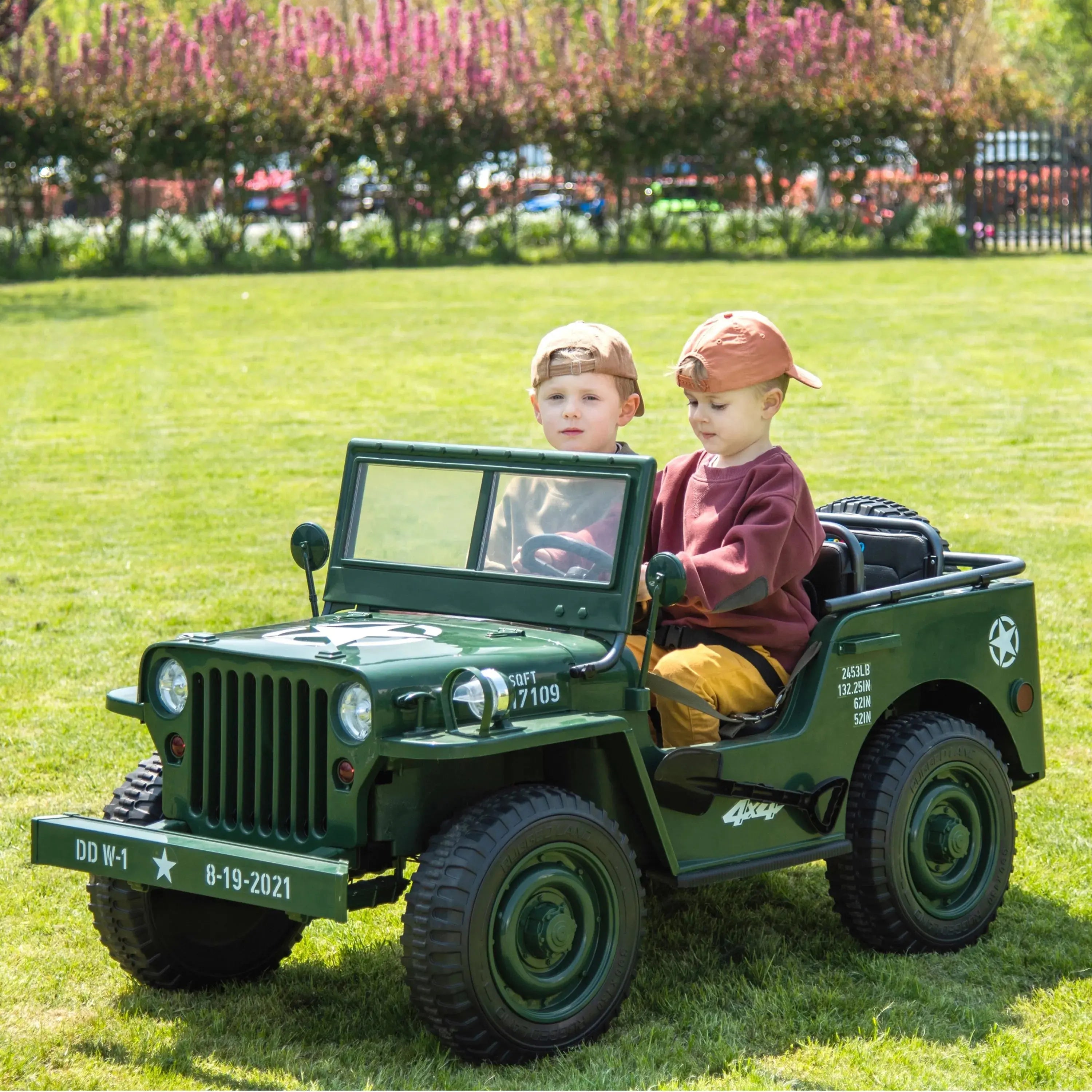 24V Freddo Military Willy Jeep 3 Seater Electric Ride on  DTI Direct USA