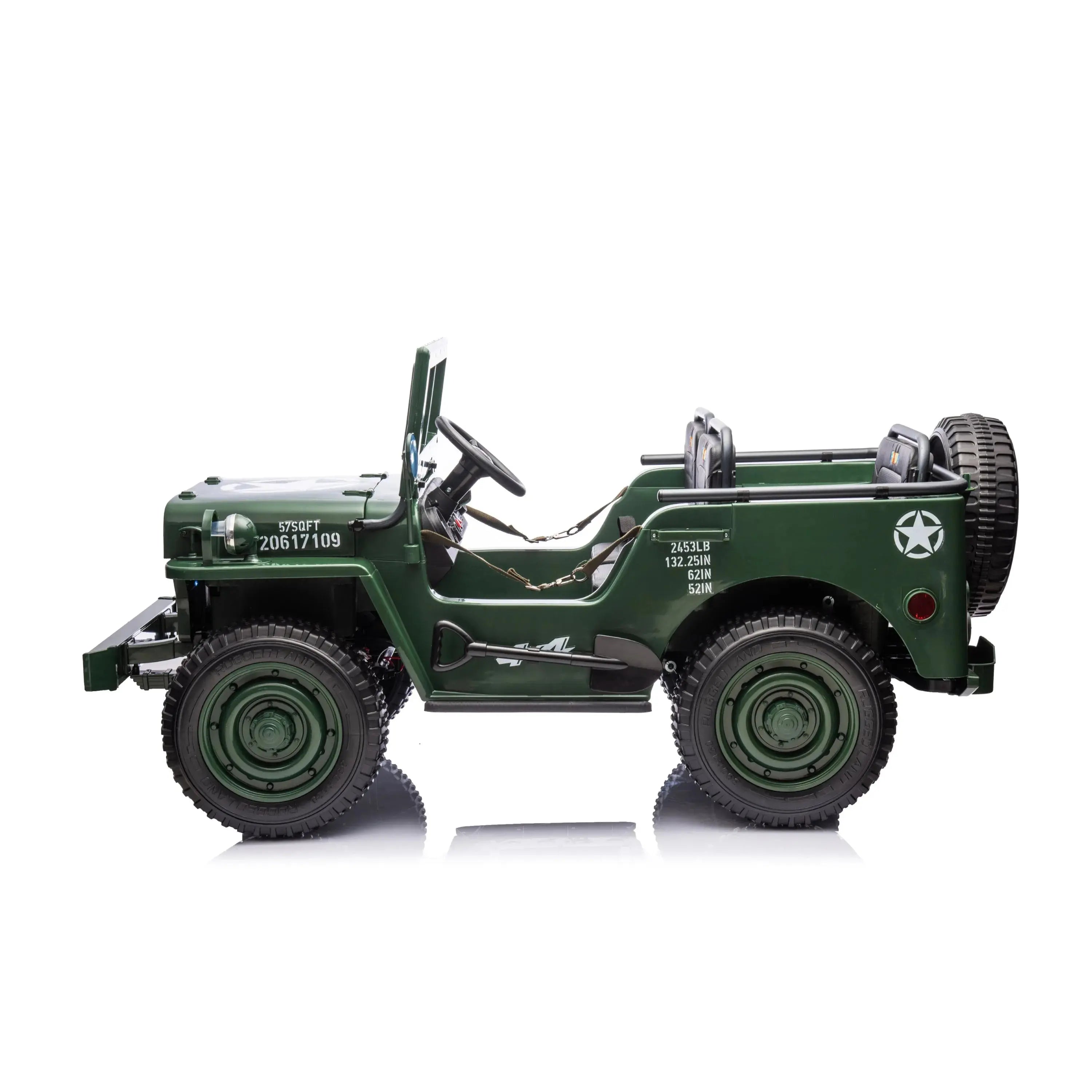 24V Freddo Military Willy Jeep 3 Seater Electric Ride on  DTI Direct USA