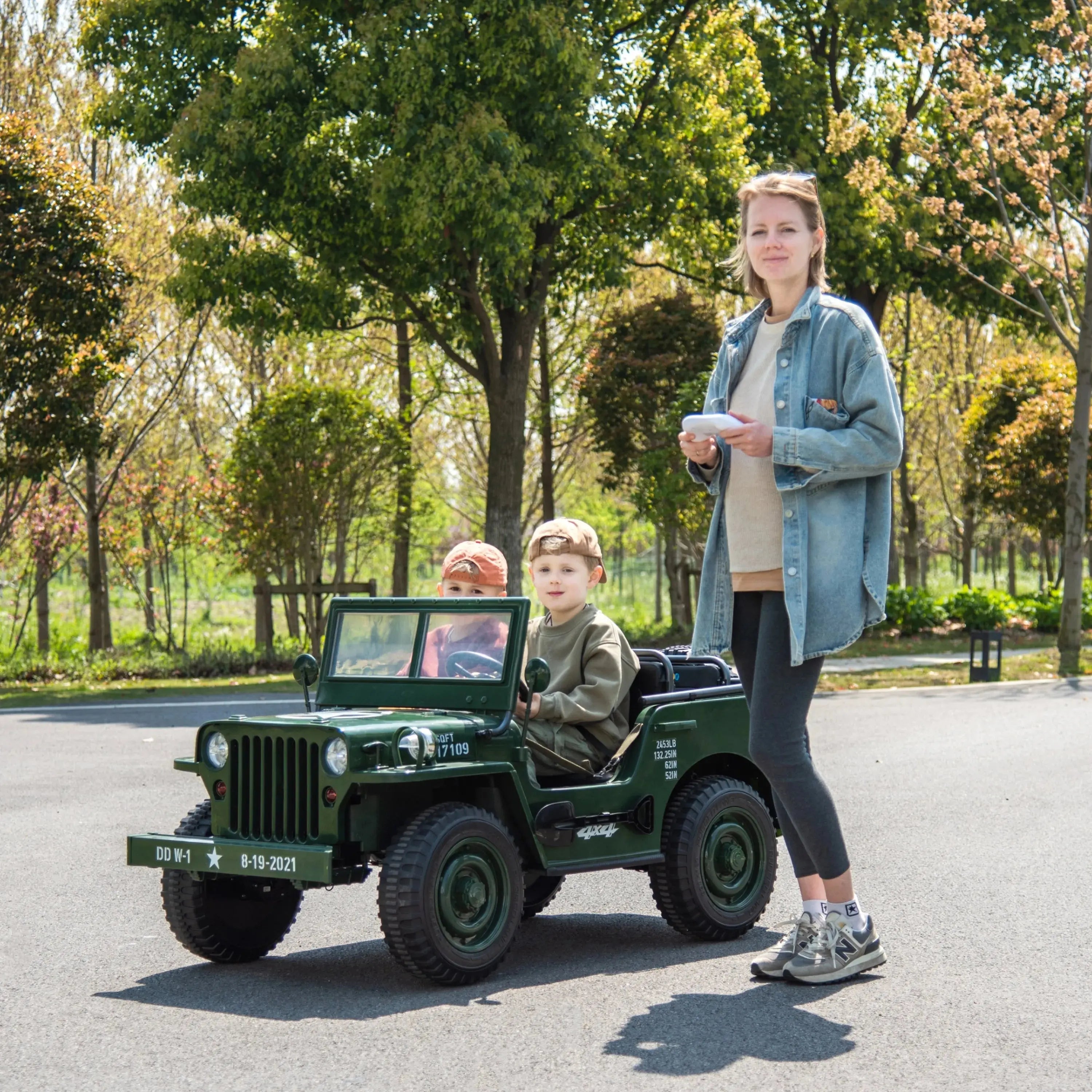 24V Freddo Military Willy Jeep 3 Seater Electric Ride on  DTI Direct USA