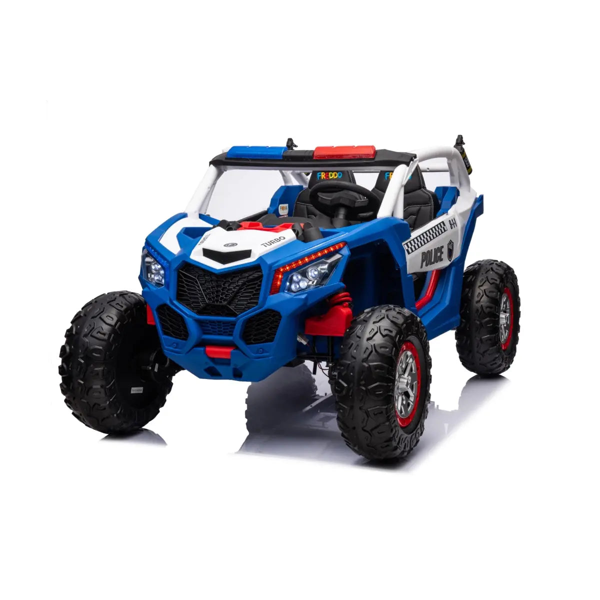 24V Freddo Storm Police UTV 2-Seater for Kids with Lights & Sirens for Action-Packed Adventures  DTI Direct USA