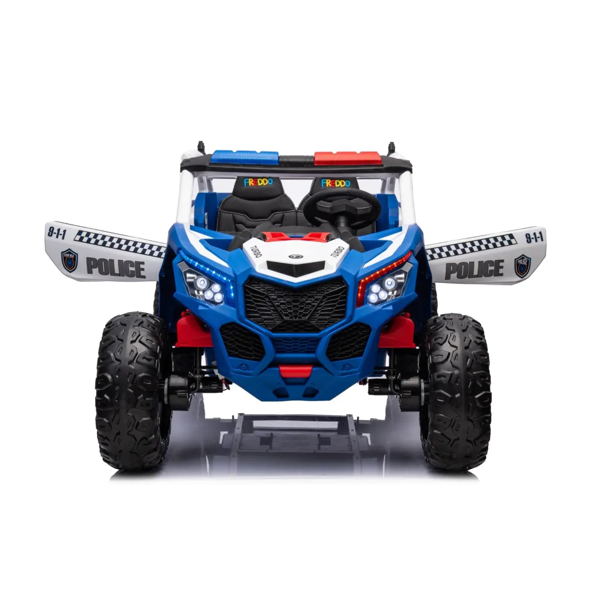 24V Freddo Storm Police UTV 2-Seater for Kids with Lights & Sirens for Action-Packed Adventures  DTI Direct USA