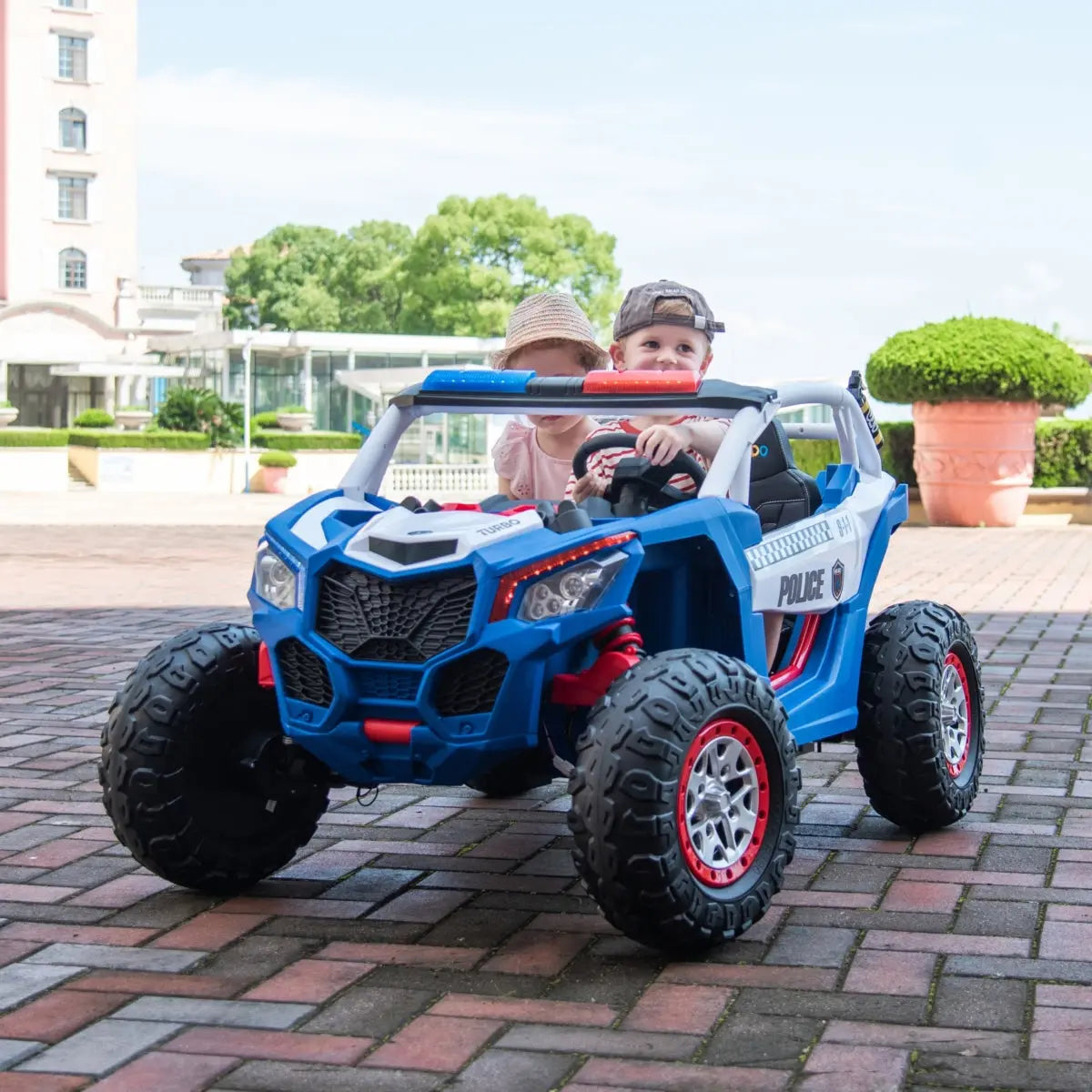 24V Freddo Storm Police UTV 2-Seater for Kids with Lights & Sirens for Action-Packed Adventures  DTI Direct USA