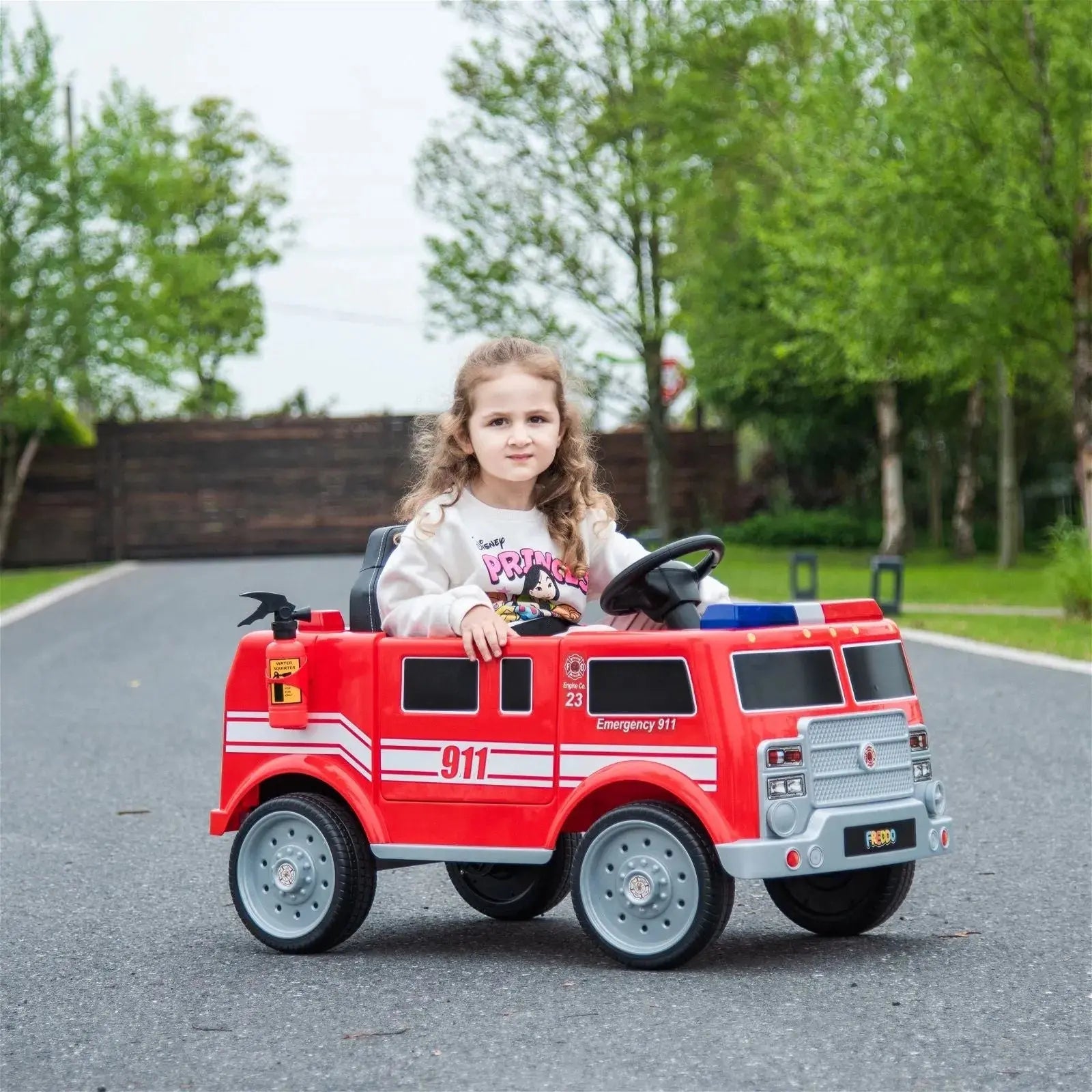 12V Freddo Fire Truck 1 Seater Ride on  DTI Direct USA