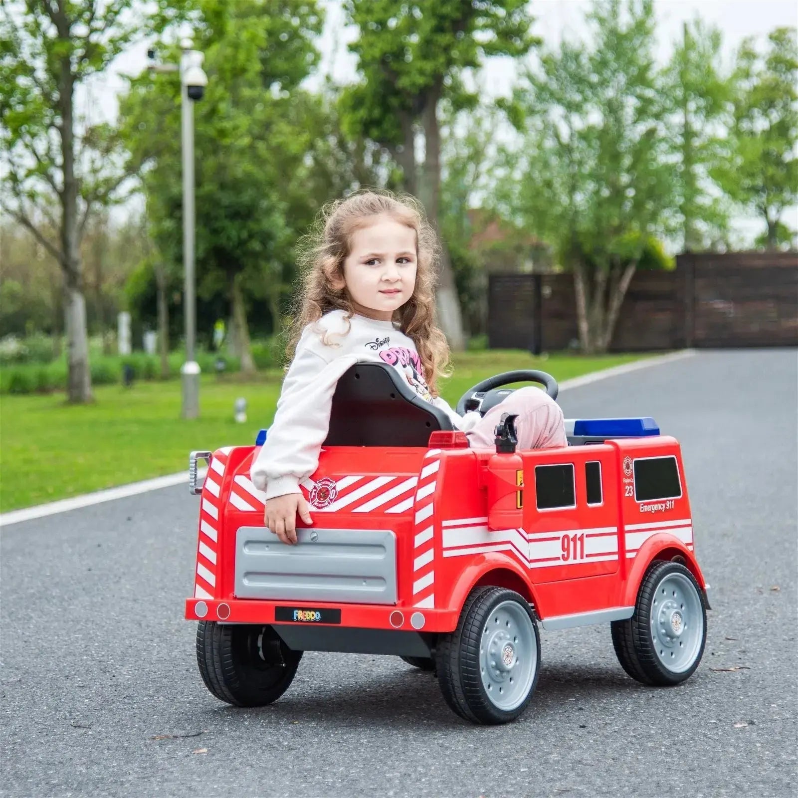 12V Freddo Fire Truck 1 Seater Ride on  DTI Direct USA