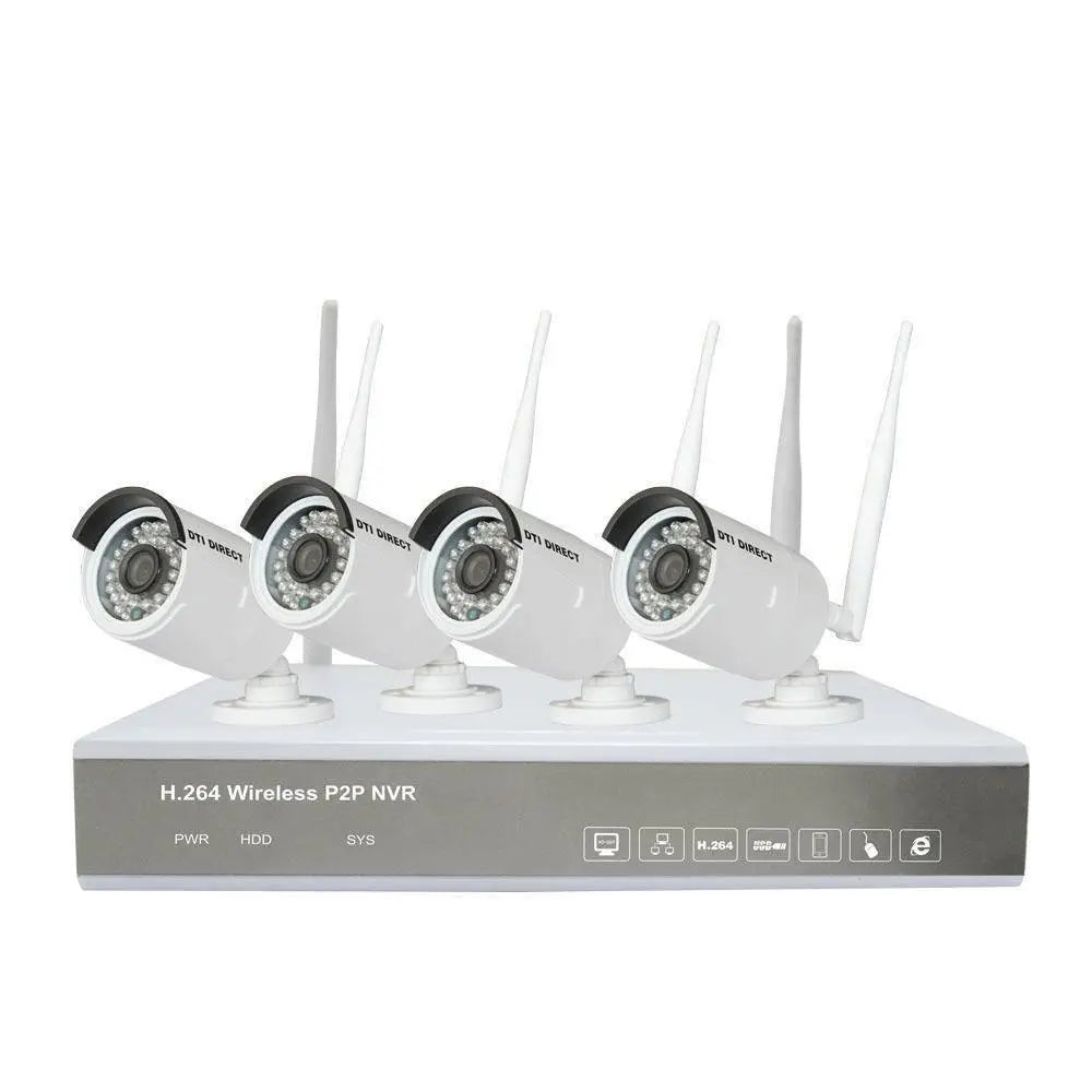 Wireless NVR Surveillance Camera System 8-Channel 4 Cameras (No HD)  DTI Direct USA