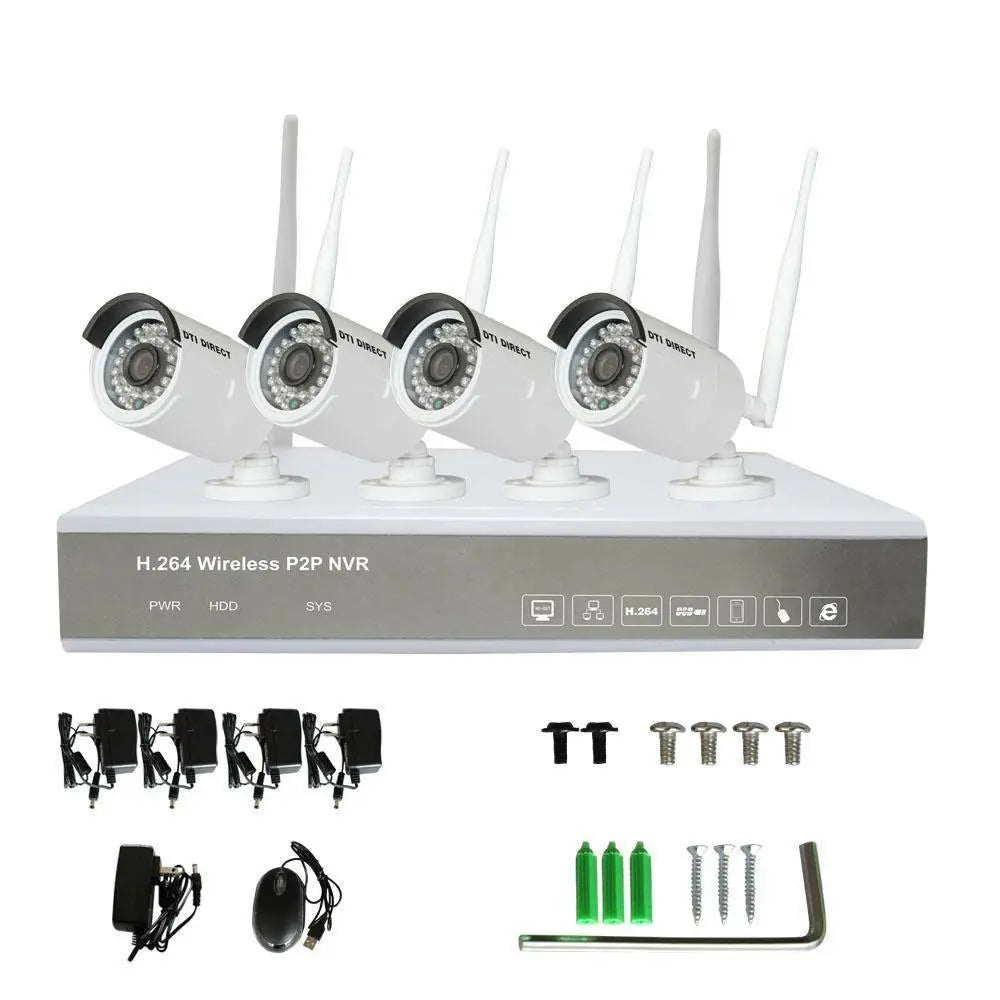 Wireless NVR Surveillance Camera System 8-Channel 4 Cameras (No HD)  DTI Direct USA